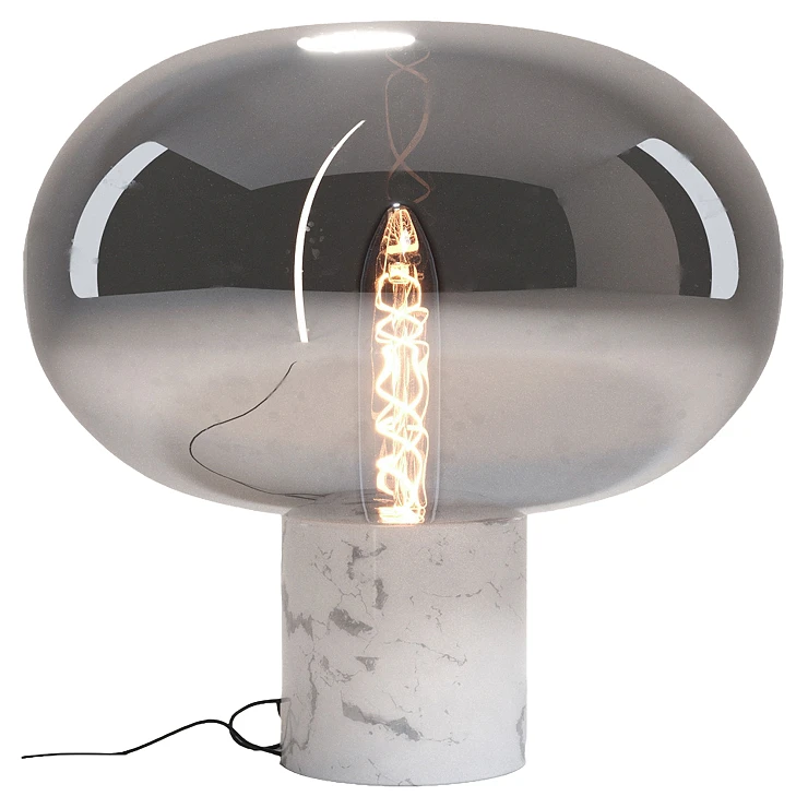 Bordlampe Vrena Svart Marmor, Røyket glass