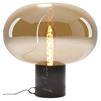 Bordlampe <strong>Vrena</strong>  Svart Marmor, Ravfarget glass