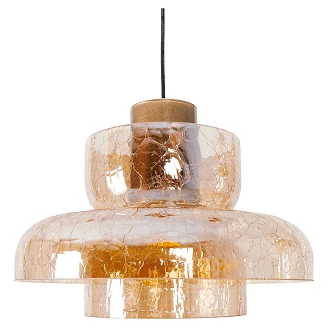Hengende Lampe <strong>Junsele</strong>  Flat Messing, Ravfarget Glass