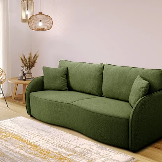 Sovesofa <strong>Lundra</strong>  Style Olivengrønn med Oppbevaring 215 cm