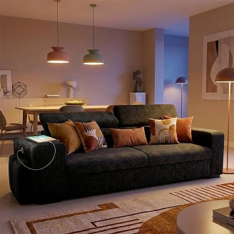 Sovesofa <strong>Skondri</strong>  Boston Svart med Nakkestøtte & USB 251 cm