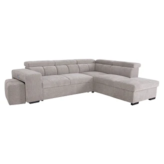 Divansofa <strong>Skondri</strong>  Boston Lysegrå med Vendbar, Nakkestøtte & Oppbevaring 267 cm