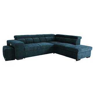 Divansofa <strong>Skondri</strong>  Boston Oceanblå med Vendbar, Nakkestøtte & Oppbevaring 267 cm