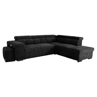 Divansofa <strong>Skondri</strong>  Boston Svart med Vendbar, Nakkestøtte & Oppbevaring 267 cm