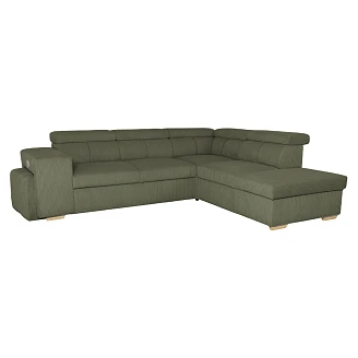 Divansofa <strong>Skondri</strong>  Lincoln Khakigrønn med Vendbar, Nakkestøtte & Oppbevaring 267 cm