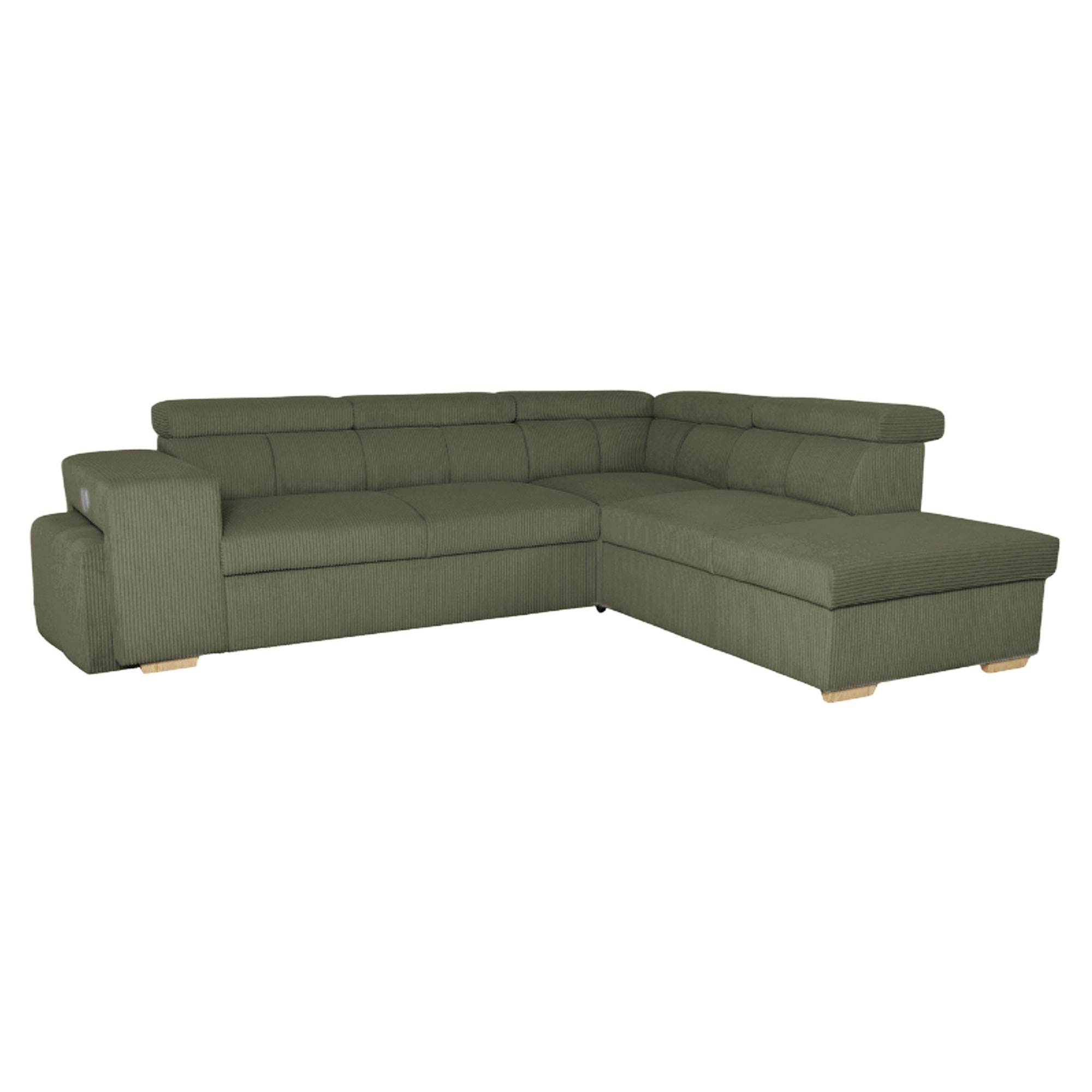 Divansofa Skondri Lincoln Khakigrønn med Vendbar, Nakkestøtte & Oppbevaring 267 cm