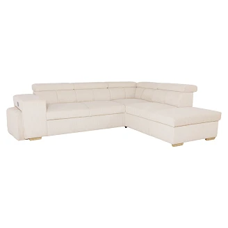 Divansofa <strong>Skondri</strong>  Lincoln Perlegrå med Vendbar, Nakkestøtte & Oppbevaring 267 cm