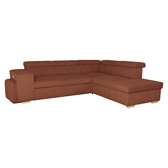 Divansofa <strong>Skondri</strong>  Lincoln Terrakotta med Vendbar, Nakkestøtte & Oppbevaring 267 cm