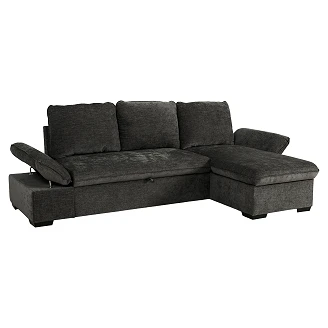 Hjørnesofa <strong>Vandli</strong>  Boston Svart med Justerbare armlener & Oppbevaring 260 cm