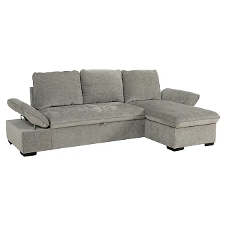 Hjørnesofa <strong>Vandli</strong>  Boston Askegrå med Justerbare armlener & Oppbevaring 260 cm