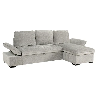 Hjørnesofa <strong>Vandli</strong>  Boston Lysegrå med Justerbare armlener & Oppbevaring 260 cm
