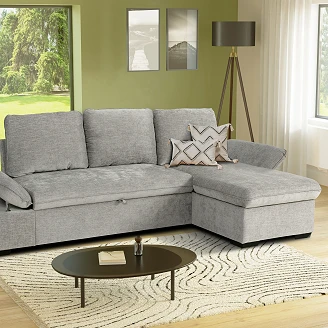 Hjørnesofa <strong>Vandli</strong>  Boston Lysegrå med Justerbare armlener & Oppbevaring 260 cm