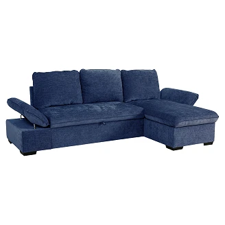 Hjørnesofa <strong>Vandli</strong>  Boston Oceanblå med Justerbare armlener & Oppbevaring 260 cm