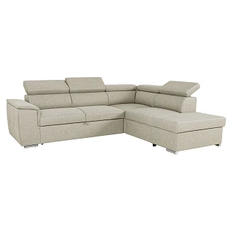 Hjørnesofa <strong>Modri</strong>  Malmö Beige med 3x Nakkestøtte & Oppbevaring 260 cm