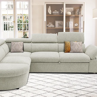 Hjørnesofa <strong>Tronva</strong>  Style Beige med 3x Nakkestøtte 265 cm