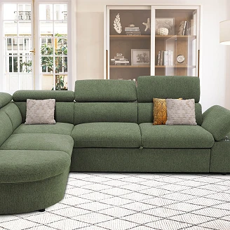 Hjørnesofa <strong>Tronva</strong>  Style Olivengrønn med 3x Nakkestøtte 265 cm