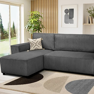 Hjørnesofa <strong>Klyndo</strong>  Lincoln Antrasitt med Oppbevaring 242 cm