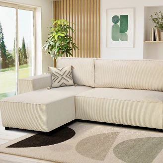 Hjørnesofa <strong>Klyndo</strong>  Lincoln Perlegrå med Oppbevaring 242 cm