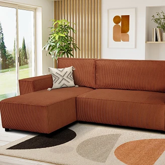 Hjørnesofa <strong>Klyndo</strong>  Lincoln Terrakotta med Oppbevaring 242 cm