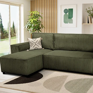 Hjørnesofa <strong>Klyndo</strong>  Lincoln Khakigrønn med Oppbevaring 242 cm