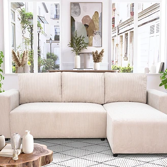 Hjørnesofa <strong>Volmi</strong>  Lincoln Perlegrå med Oppbevaring 224 cm
