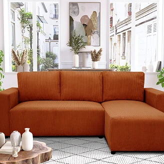 Hjørnesofa <strong>Volmi</strong>  Lincoln Terrakotta med Oppbevaring 224 cm