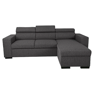 Hjørnesofa <strong>Dövlo</strong>  Portland Musegrå med 3x Nakkestøtte & Oppbevaring 237 cm