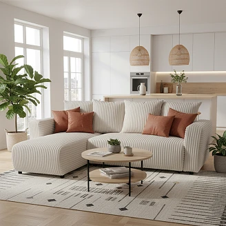 Hjørnesofa <strong>Braxlo</strong>  Velo Perlegrå med Oppbevaring 240 cm
