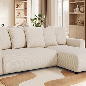 Hjørnesofa <strong>Skarla</strong>  Lincoln Perlegrå med Vendbar & Oppbevaring 228 cm