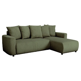 Hjørnesofa <strong>Skarla</strong>  Lincoln Khakigrønn med Vendbar & Oppbevaring 228 cm