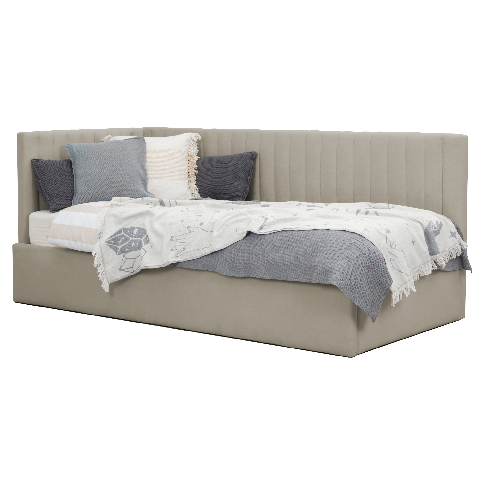 Sengeramme Kellor Mørkebeige med Oppbevaring 90x200 cm