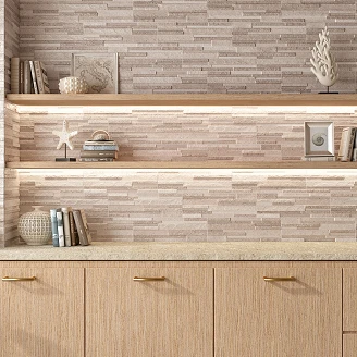 Veggflis <strong>Maren</strong>  Beige Matt Relieff 17x52 cm