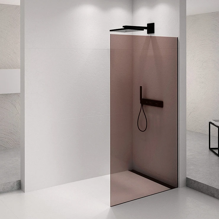 Dusjvegg Nami Svart Matt 8 mm 80x210 cm Bronseglass