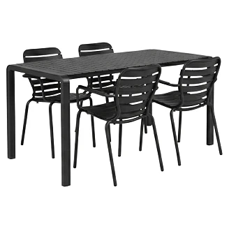 Zuiver Hagemøbelsett Vondel med Bord 168 cm & 4 Stoler Svart