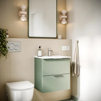 Servantskap Opus Salviegrønn Matt 50x36 cm med Servant Hvit Blank