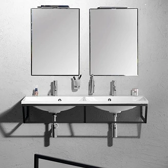 Dobbel Servant Alira Støpemarmor Hvit Blank 120 cm