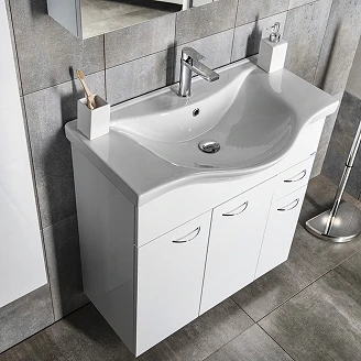 Servantskap Evin Hvit Blank 80 cm med Servant Hvit