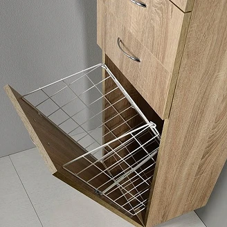 Høyskap Rove Platin Eik Matt 35x29x184 cm med Skittentøyskurv