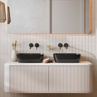 Servantskap Torino Beige Matt 140 cm med Benkeplate