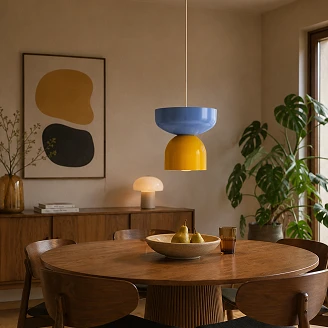 Hengende Lampe <strong>Vindo</strong>  Dueblå, Sennepsgul