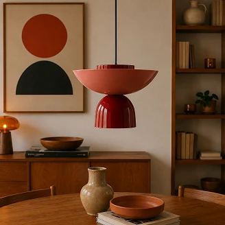 Hengende Lampe <strong>Nindra</strong>  Mørk Korall, Vinrød