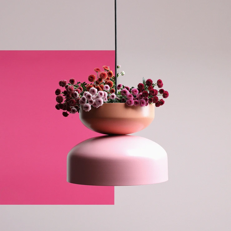 Hengende Lampe Grindo Mørk Lyserosa, Korall
