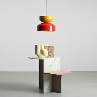 Hengende Lampe <strong>Grindo</strong>  Mørk Rød Chili, Sennepsgul