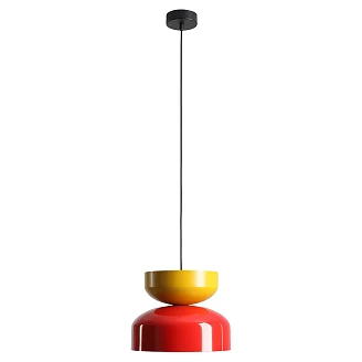 Hengende Lampe <strong>Grindo</strong>  Mørk Rød Chili, Sennepsgul