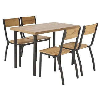 Hagesett med Spisebord Binsen Natur, Svart 70x110 cm