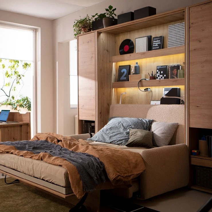 Lenart Sammenleggbar veggseng Bed Concept Artisan Eik 151x218 cm