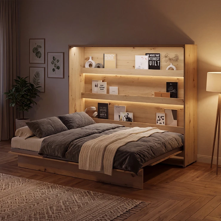 Lenart Sammenleggbar veggseng Bed Concept Artisan Eik 211x178 cm