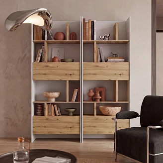 Lenart Bokhylle <strong>Bed Concept</strong>  Hvit, Artisan Eik 84x218 cm