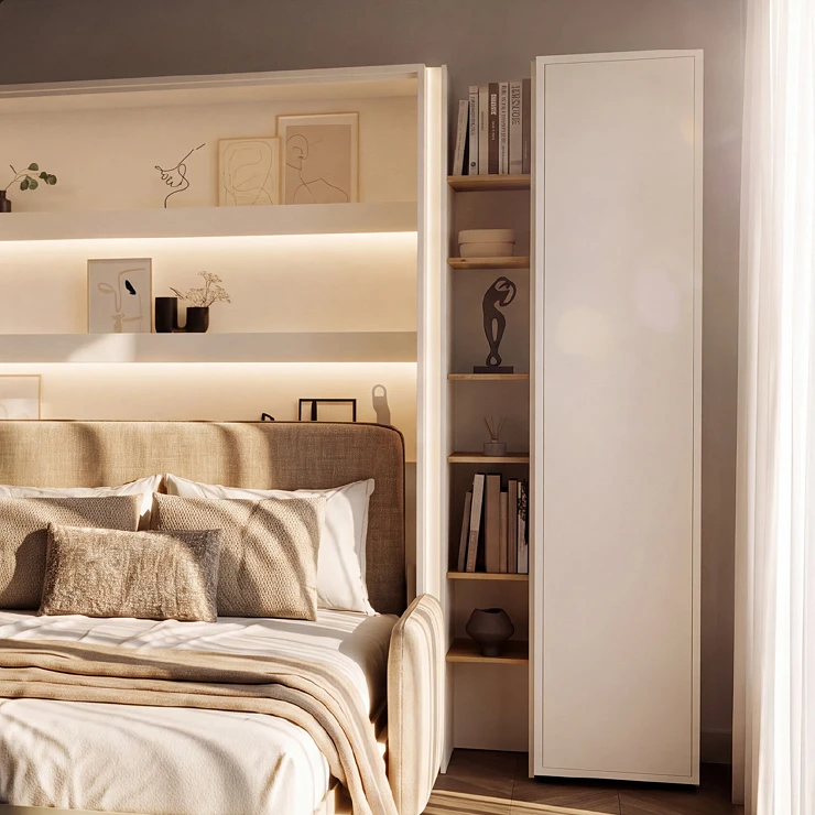 Lenart Bokhylle Bed Concept Hvit, Artisan Eik 27x218 cm