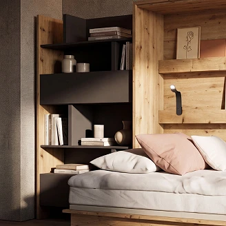 Lenart Bokhylle <strong>Bed Concept</strong>  Artisan Eik, Svart 92x158 cm